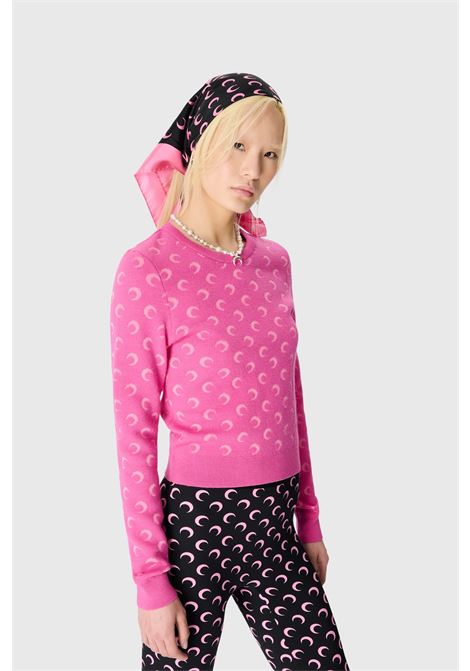 leggins moon printed jersey donna neri e rosa MARINE SERRE | WPA111ACJER0001BK90